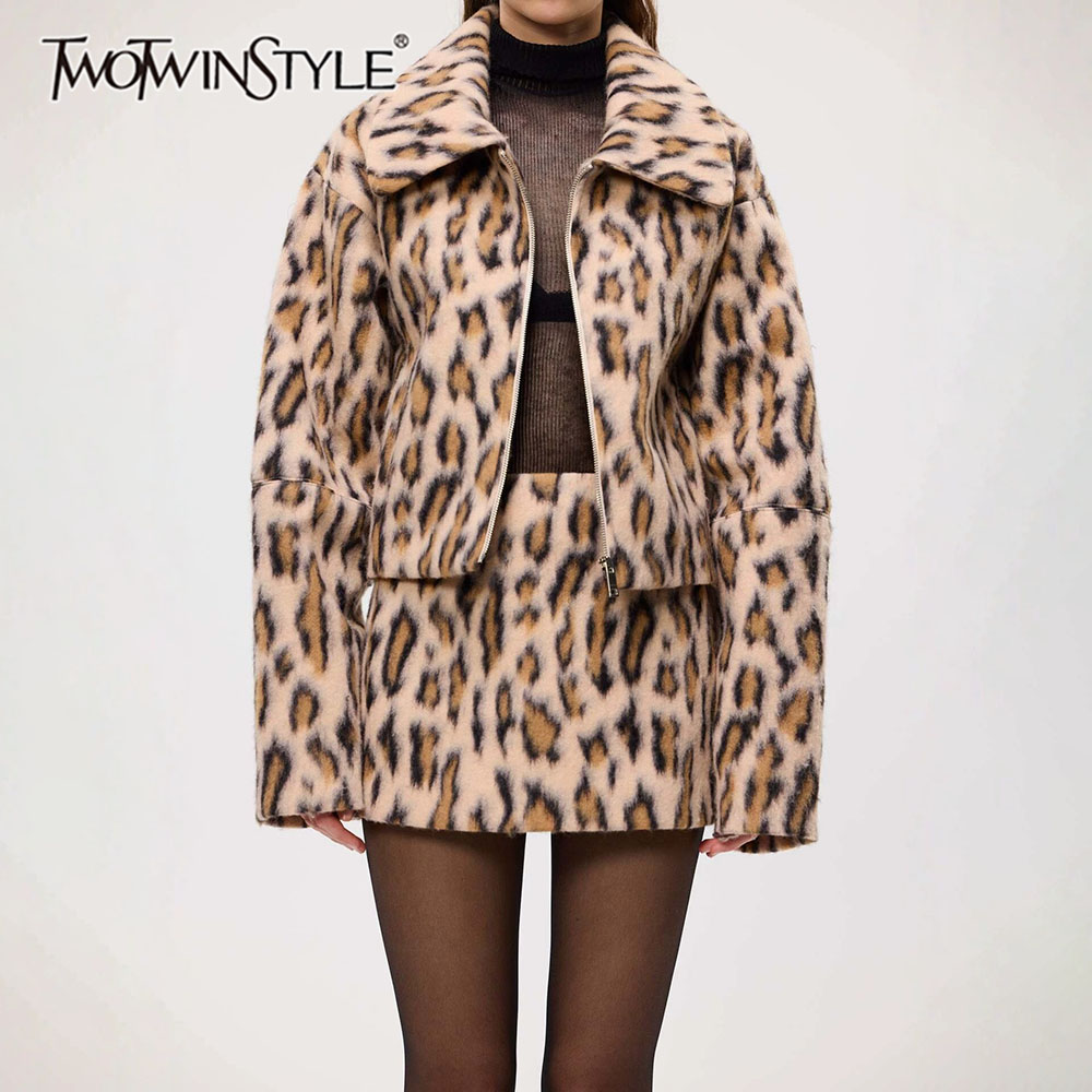 Vintage Fashion Jacket - TWOTWINSTYLE Set Due Pezzi Vintage Leopardato