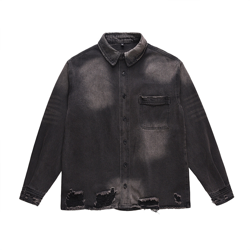 Vintage Fashion Jacket - Giacca in Jeans Strappata da Uomo,