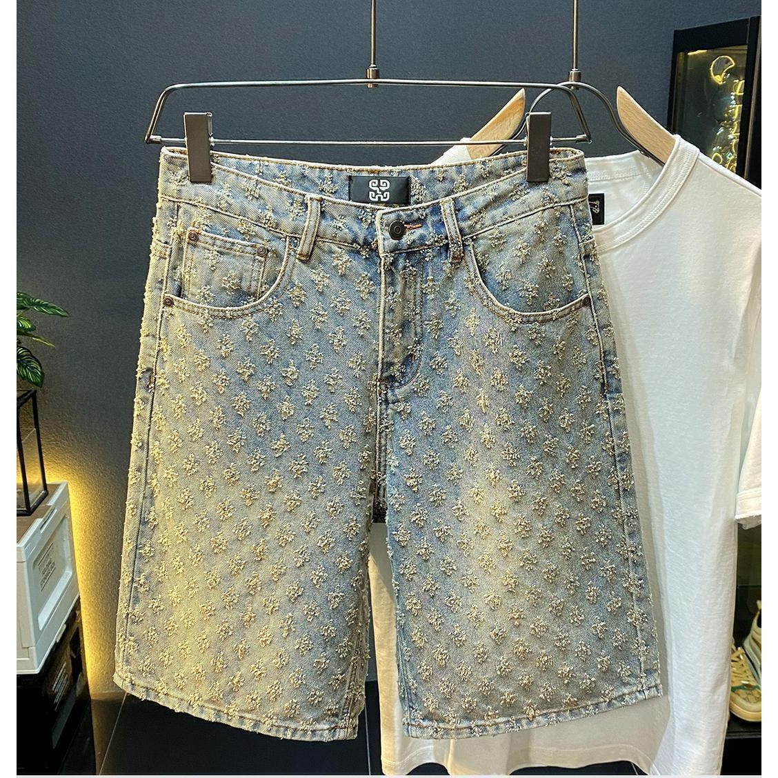 Vintage Fashion Shop - Shorts in denim da uomo estivi,