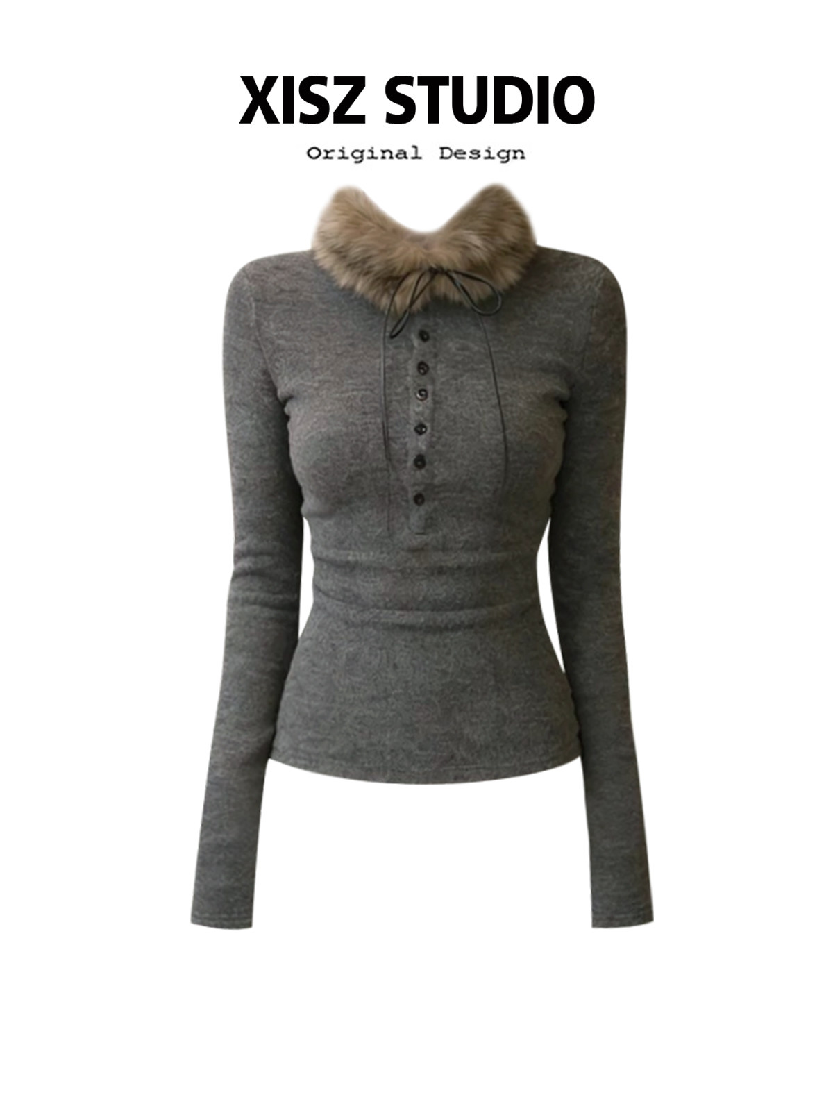 Turtleneck Knit 90S - Maglietta Gotica Grigia da Donna, Stile