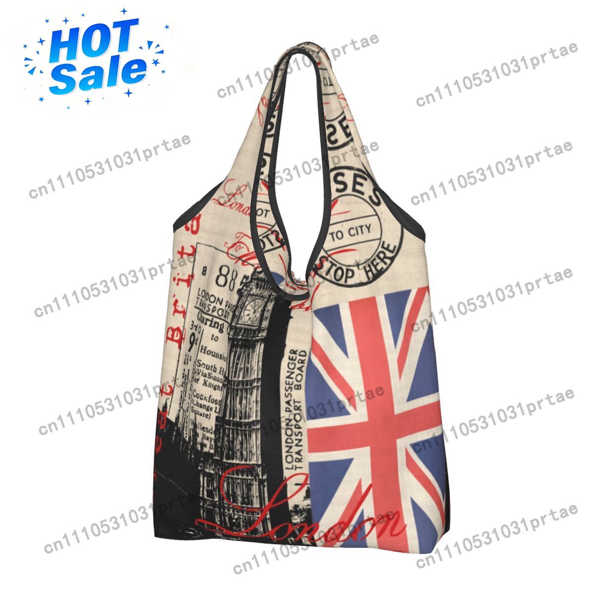 Vintage Fashion London - Borsa Shopping Personalizzata Stile Retrò Vintage
