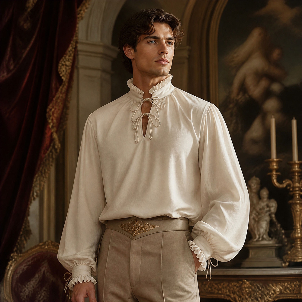 Vintage Victorian Fashion - Camicia da Pirata Medievale Rinascimentale per