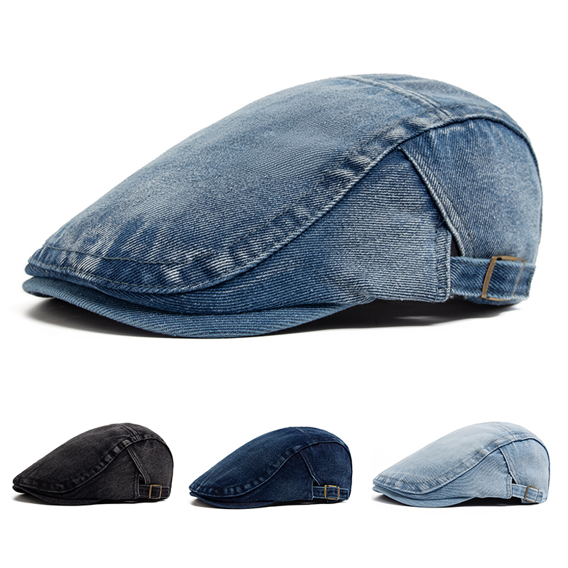 Vintage Fashion Nz - New Denim Cotton Beret Men Vintage